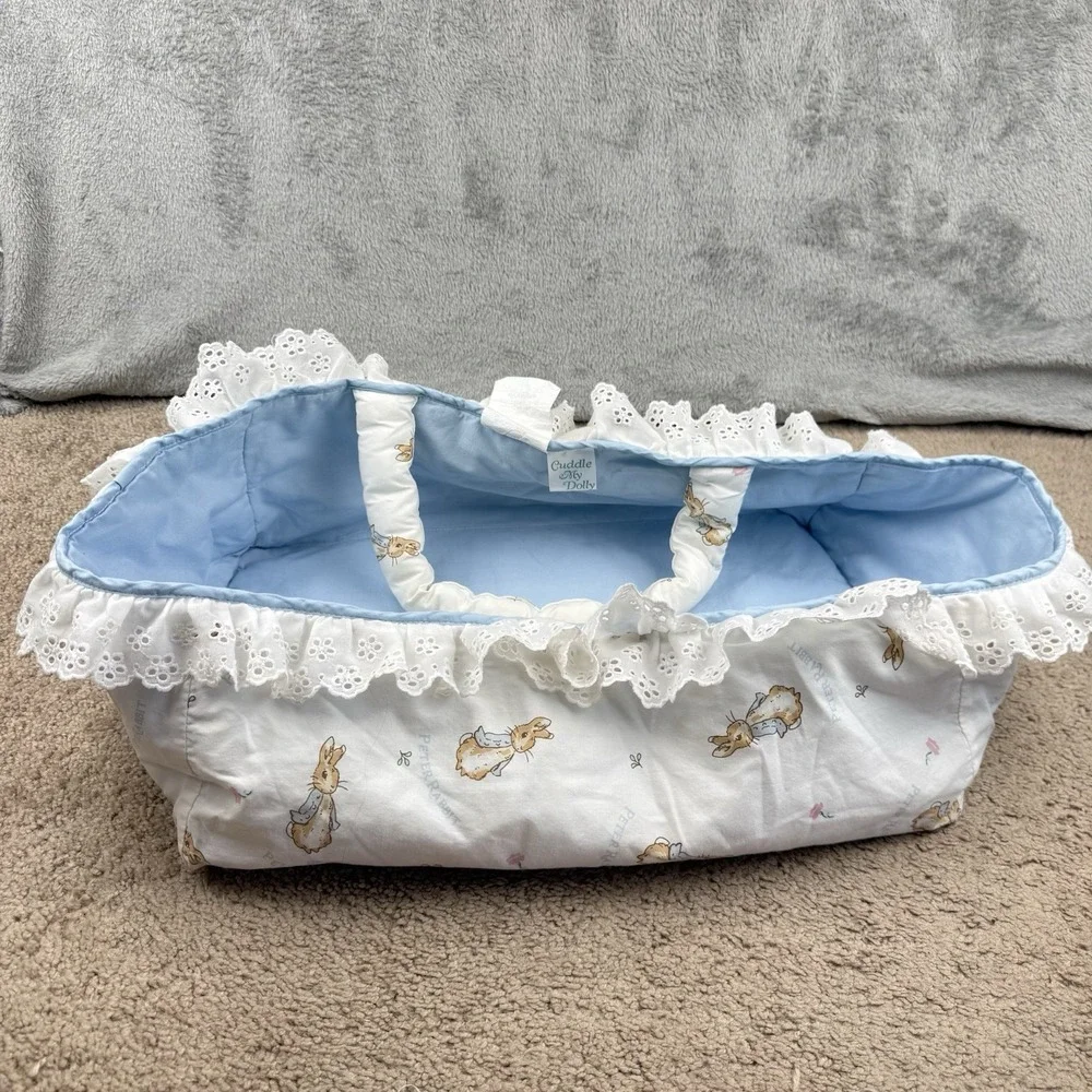Cuddle My Dolly Peter Rabbit Carrier Lot Of 2 One Bedding Set Vintage 90s
